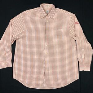 Peter Millar Titleist Mens Button Shirt XL Plaid White/Orange/Red Long Sleeve B3